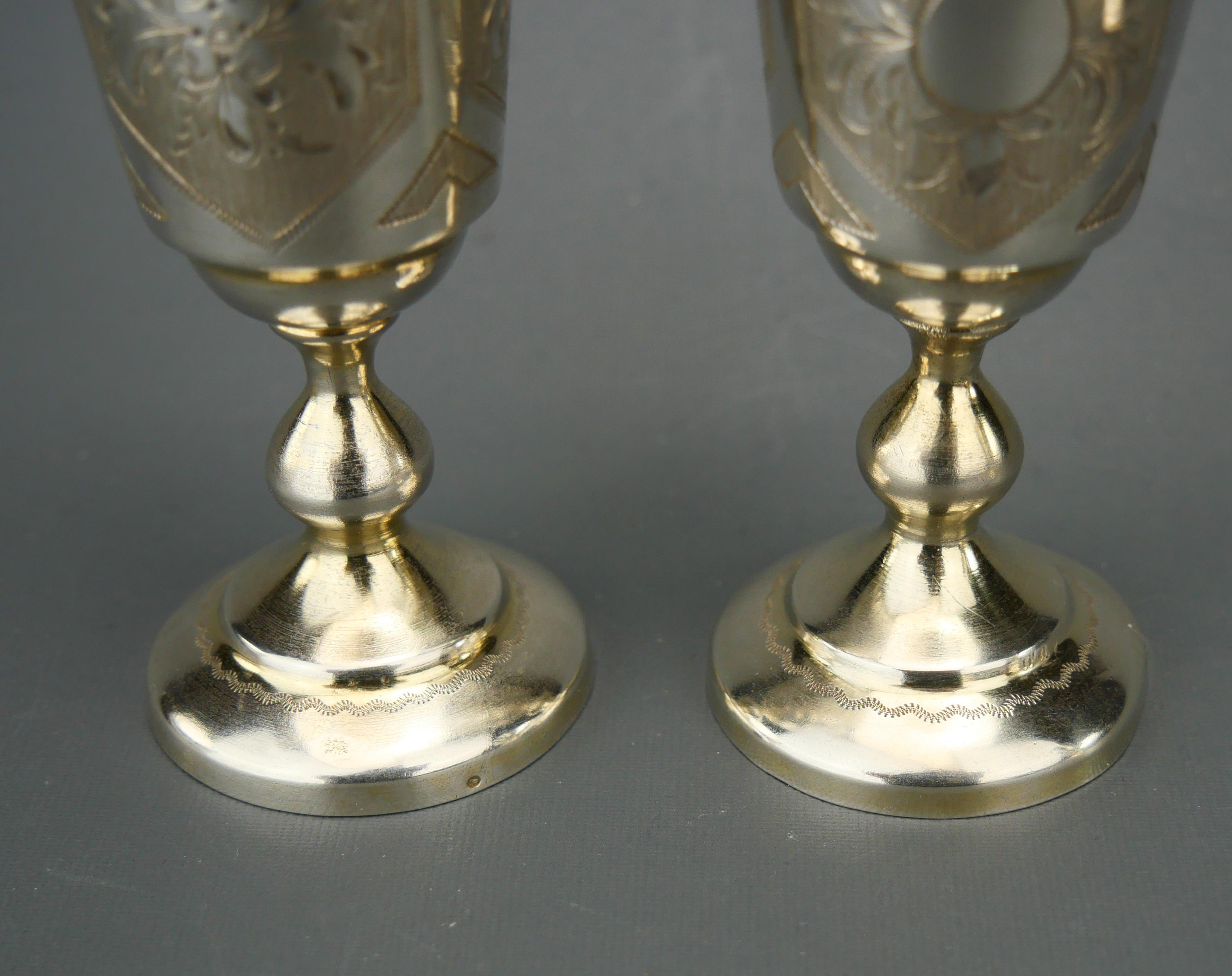 1879 Quattro antichi bicchieri da shot di vodka Stopka in argento russo massiccio 84  / 159gr in vendita 4