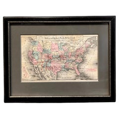 Antique 1879 Map of the United States, Showing the Santa Fe Railroad by GW & CB Colton