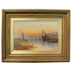 Antique 1879 Sunrise Painting by Claude Harrison