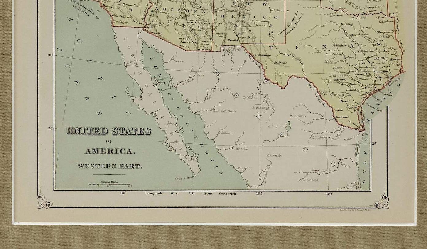 1879 „United States of America, Western Part“ von O. J. Stuart im Zustand „Gut“ im Angebot in Colorado Springs, CO