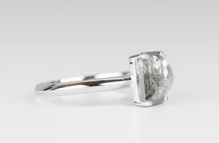 1.87ct Clear Gray You and Me Diamond Engagement Ring 14K White Gold Toi et Moi at 1stDibs you