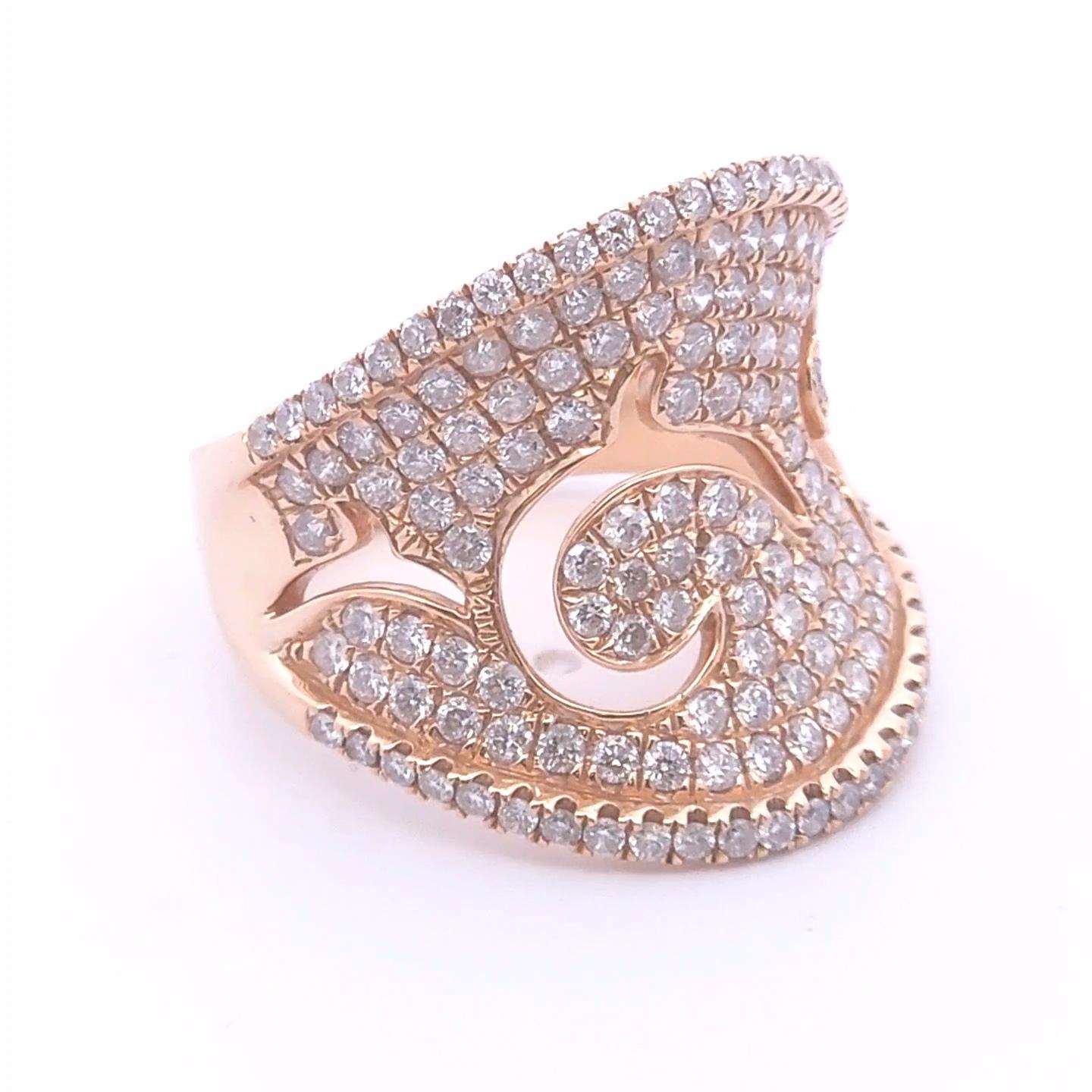Round Cut 1.87ct Diamond Fashion Ring in 14k Rose Gold For Sale