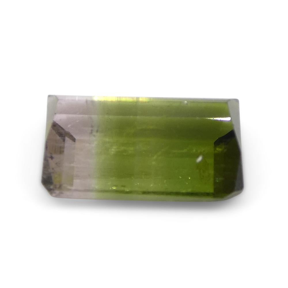 1.87ct Emerald Cut Green & Pink Bi-Colour Tourmaline from Brazil For Sale 3