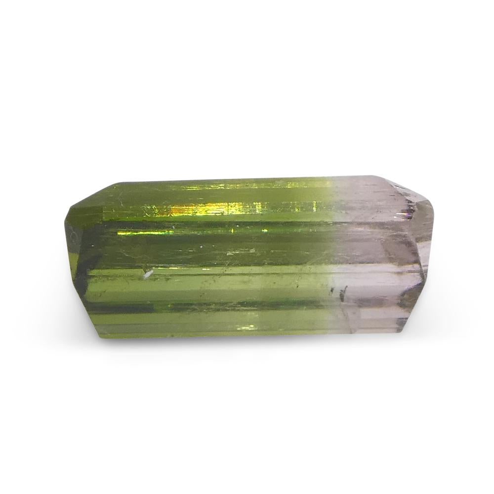 1.87ct Emerald Cut Green & Pink Bi-Colour Tourmaline from Brazil For Sale 5