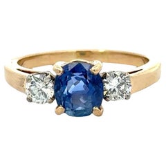 1.87CT Natural Untreated Burma Sapphire & Diamond Vintage Ring GIA