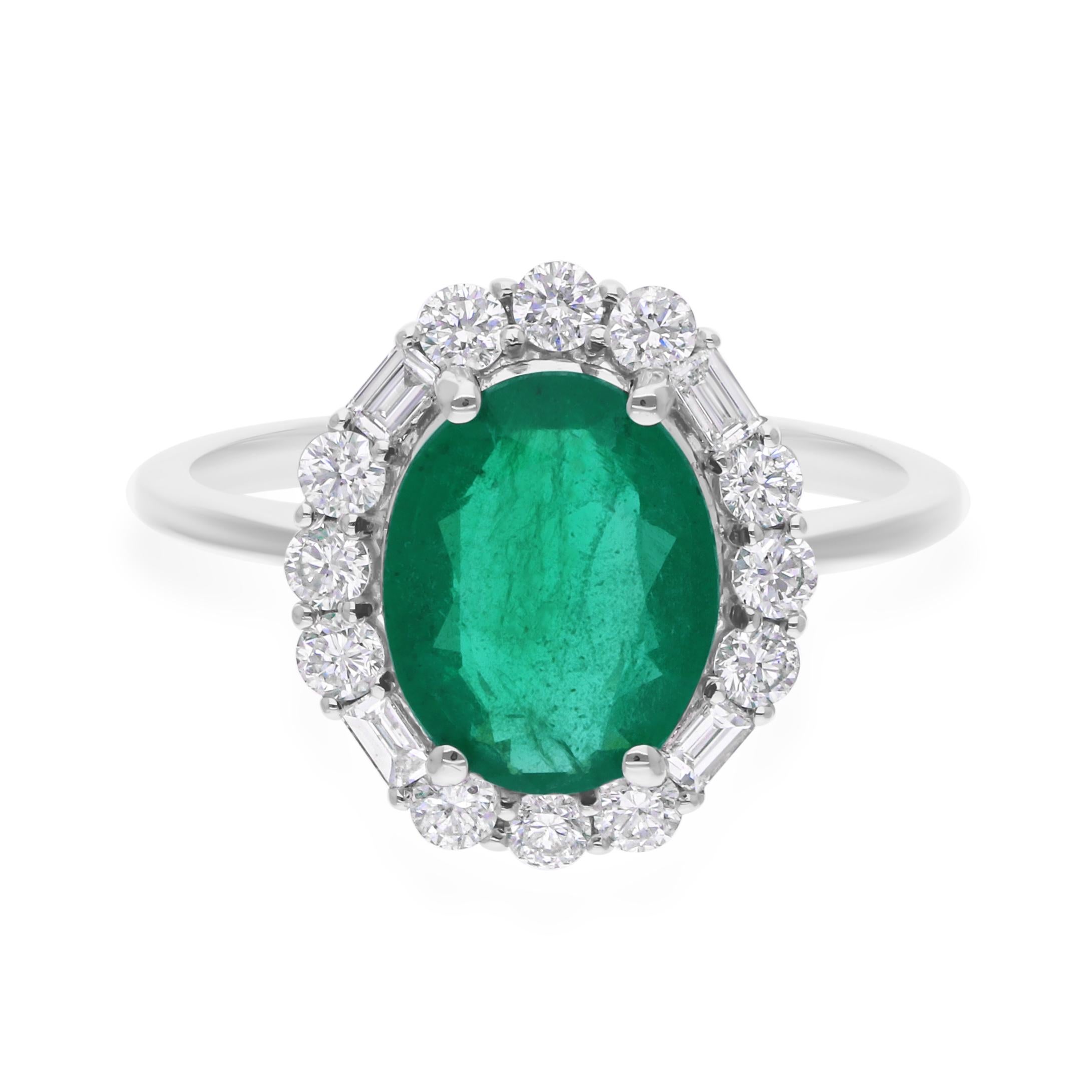 For Sale:  1.87Ct Oval Cut Emerald and Diamond Halo Cluster 14k Solid Gold Fine Jewlery 4