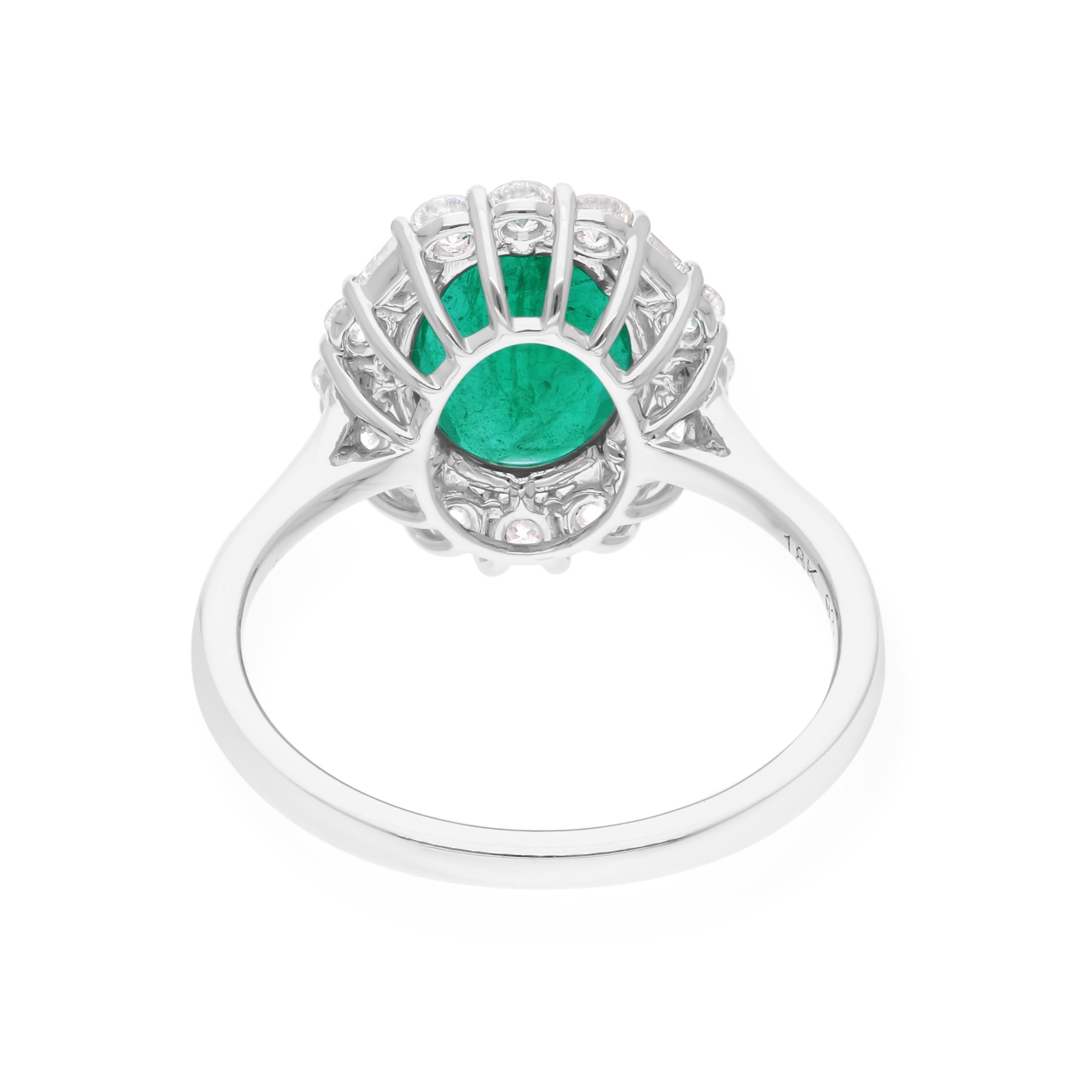 For Sale:  1.87Ct Oval Cut Emerald and Diamond Halo Cluster 14k Solid Gold Fine Jewlery 5