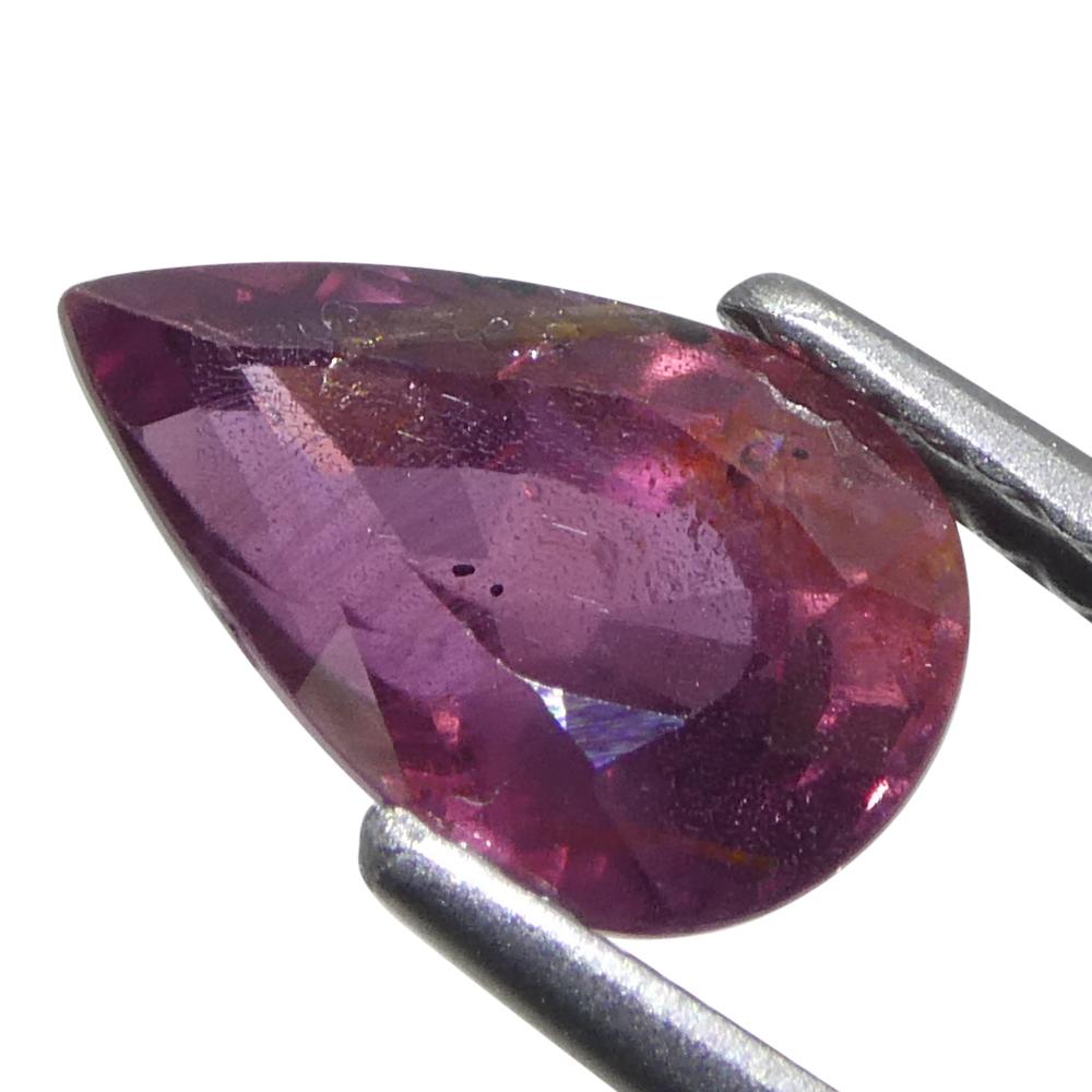 Zaffiro rosa-violaceo a pera da 1,87ct dalla Tanzania, non riscaldato in vendita 6