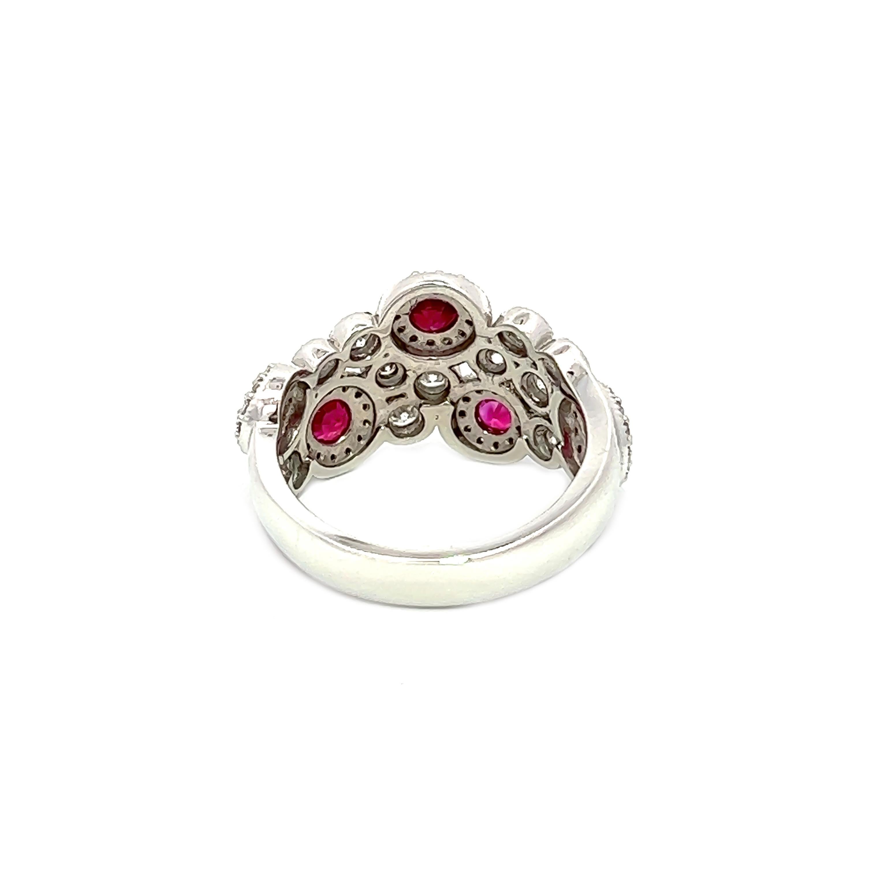 Art Deco 1.87CT Ruby & Diamond Ring set in 18KW For Sale