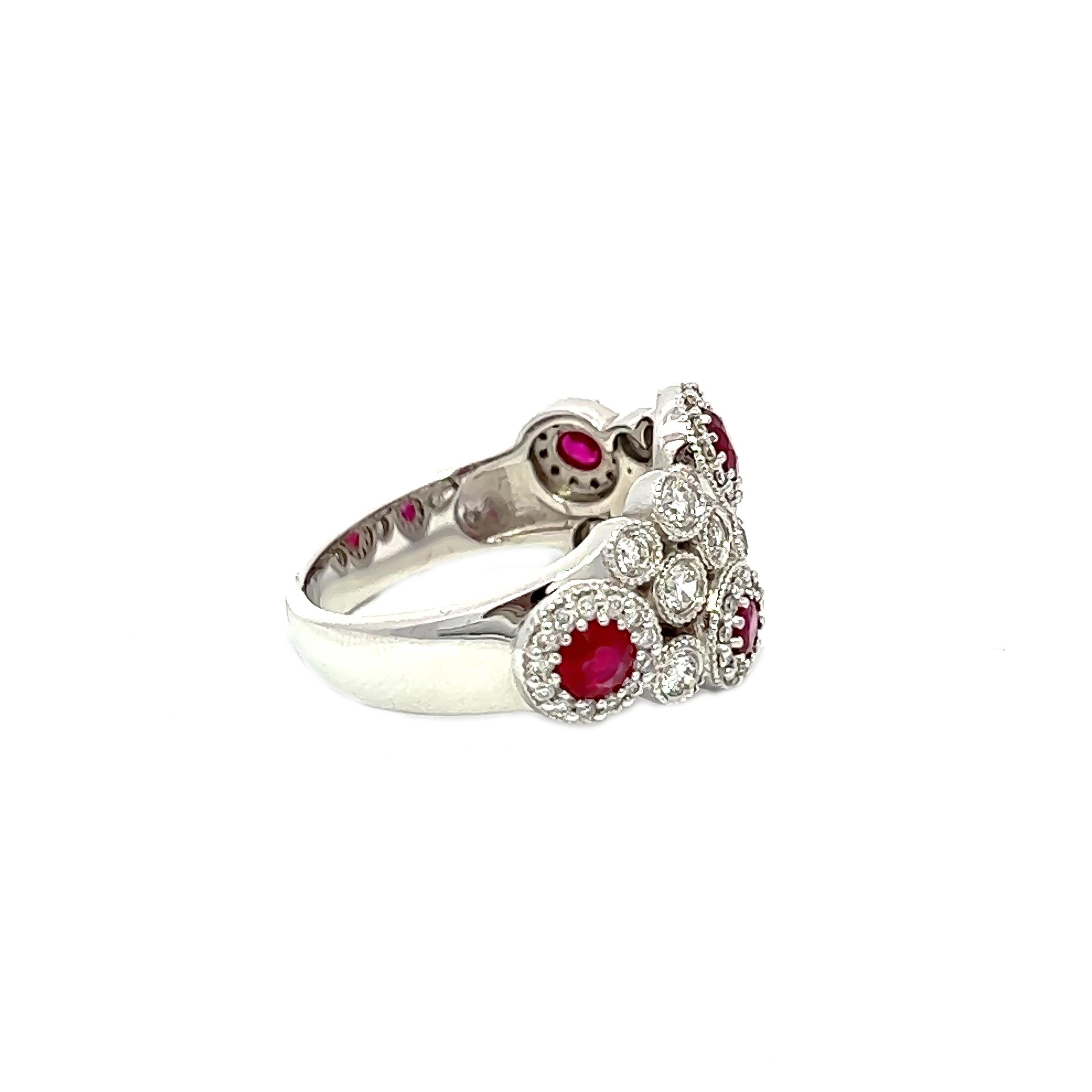Round Cut 1.87CT Ruby & Diamond Ring set in 18KW For Sale