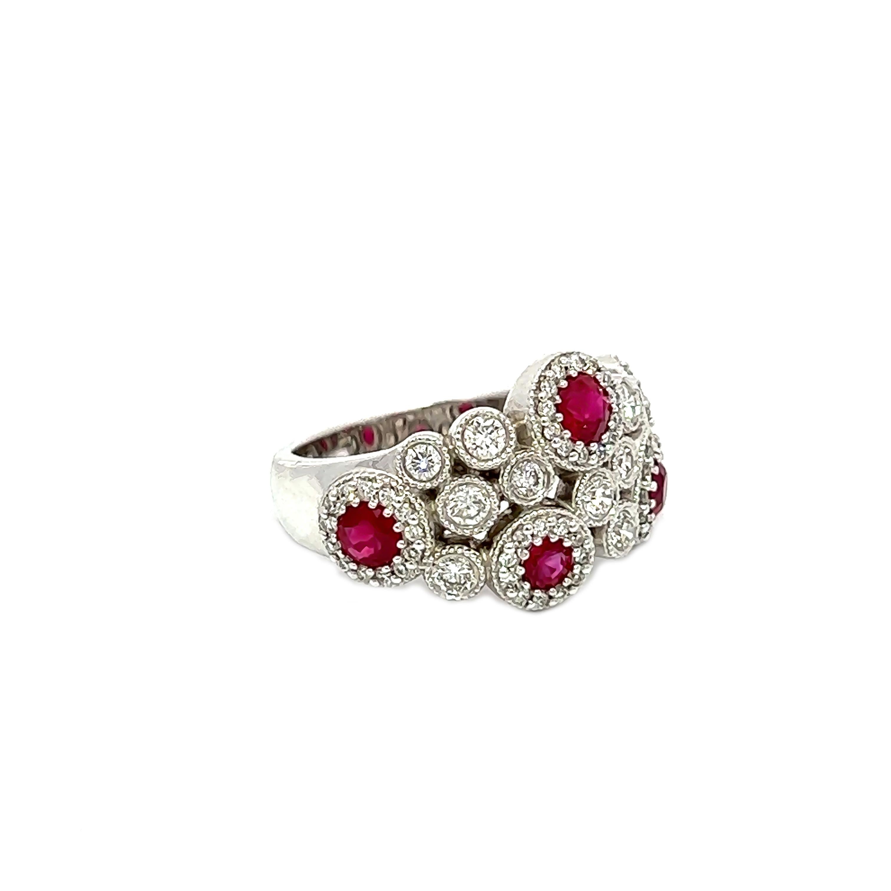 1.87CT Ruby & Diamond Ring set in 18KW In New Condition For Sale In New York, NY