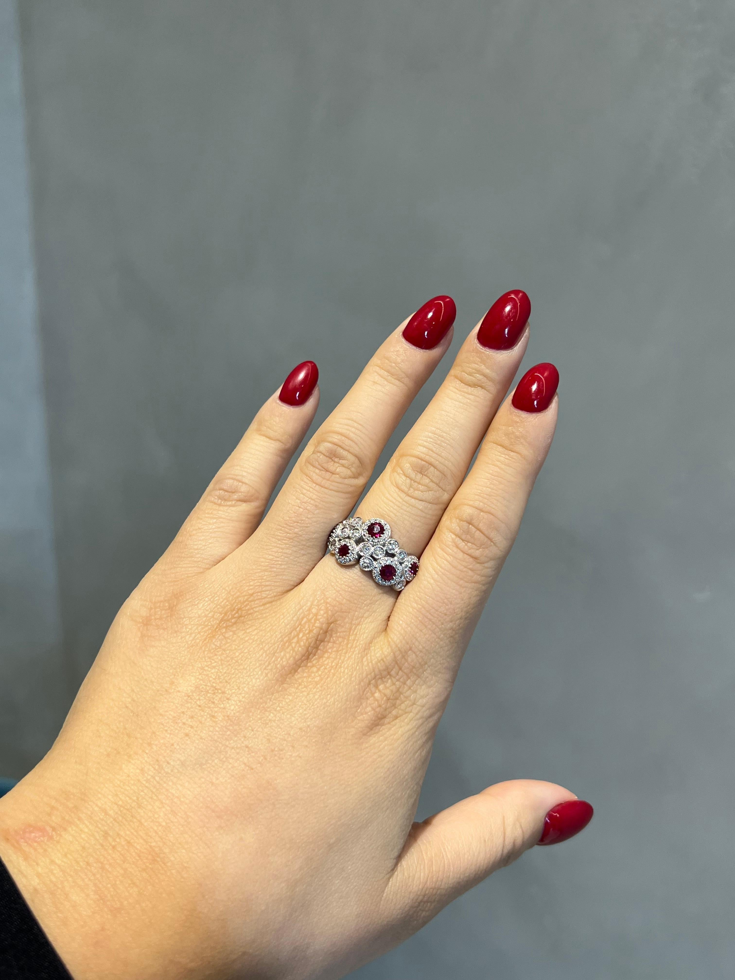 Women's or Men's 1.87CT Ruby & Diamond Ring set in 18KW For Sale