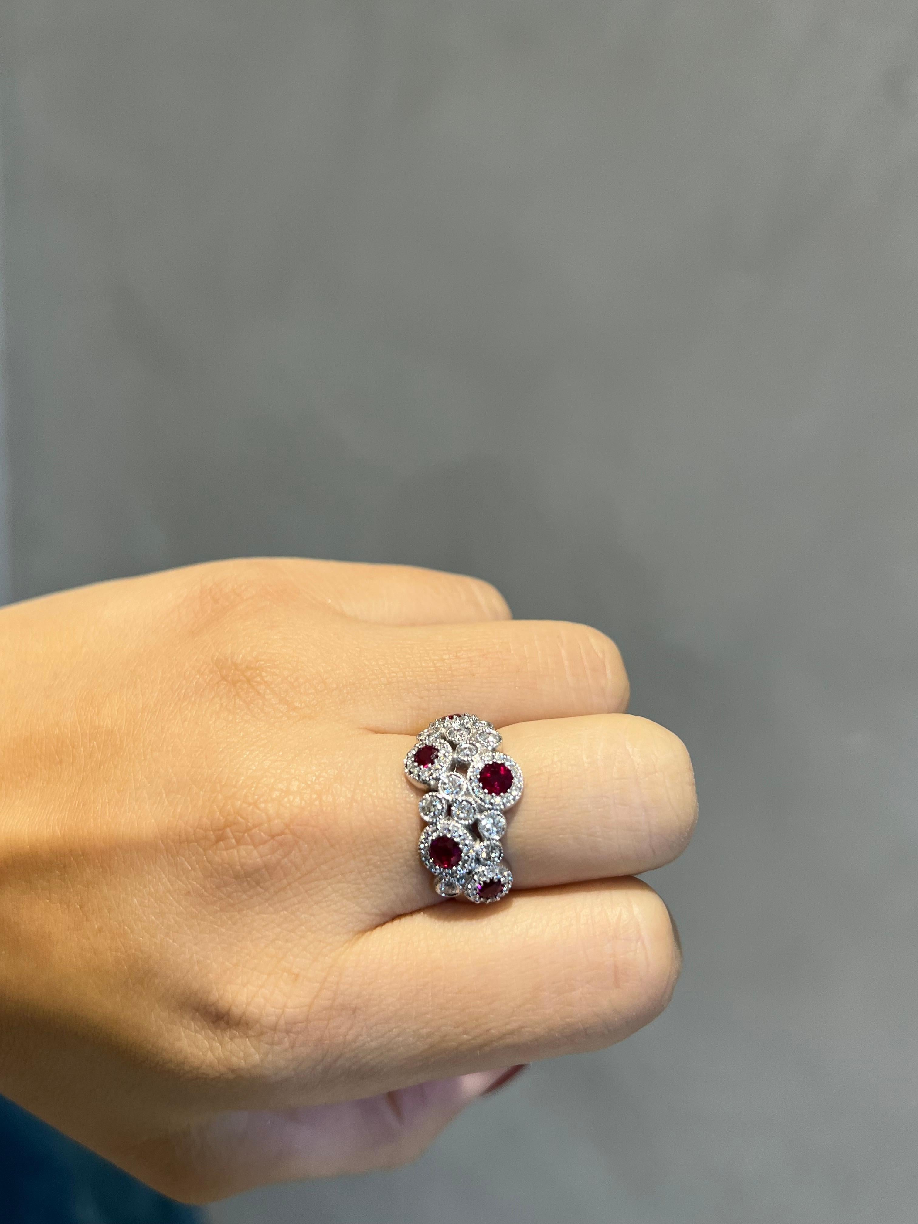 1.87CT Ruby & Diamond Ring set in 18KW For Sale 2