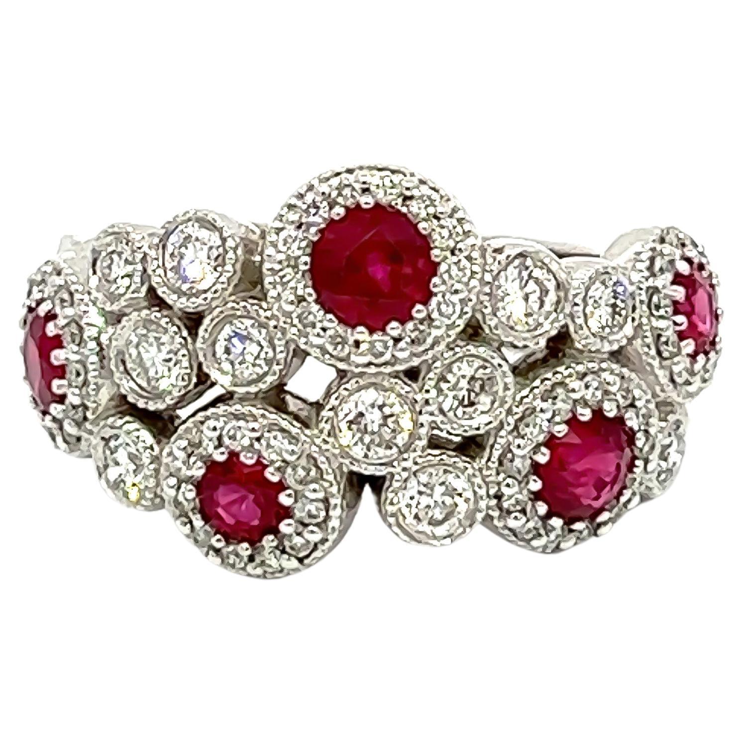 Bague de 1.87CT rubis et diamant sertie en 18KW