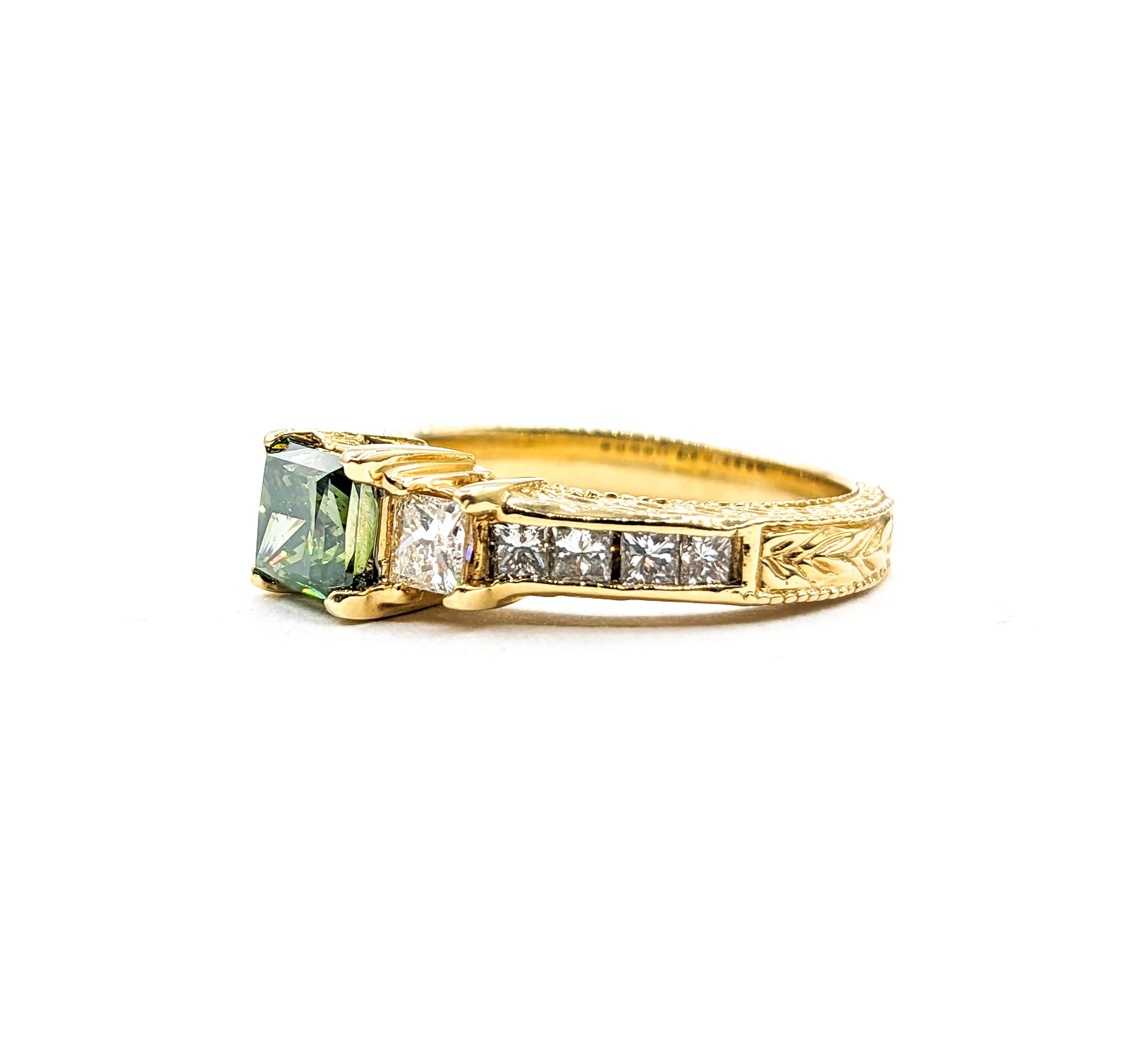 1.87ctw Princess-Cut Diamond Ring In Yellow Gold For Sale 4