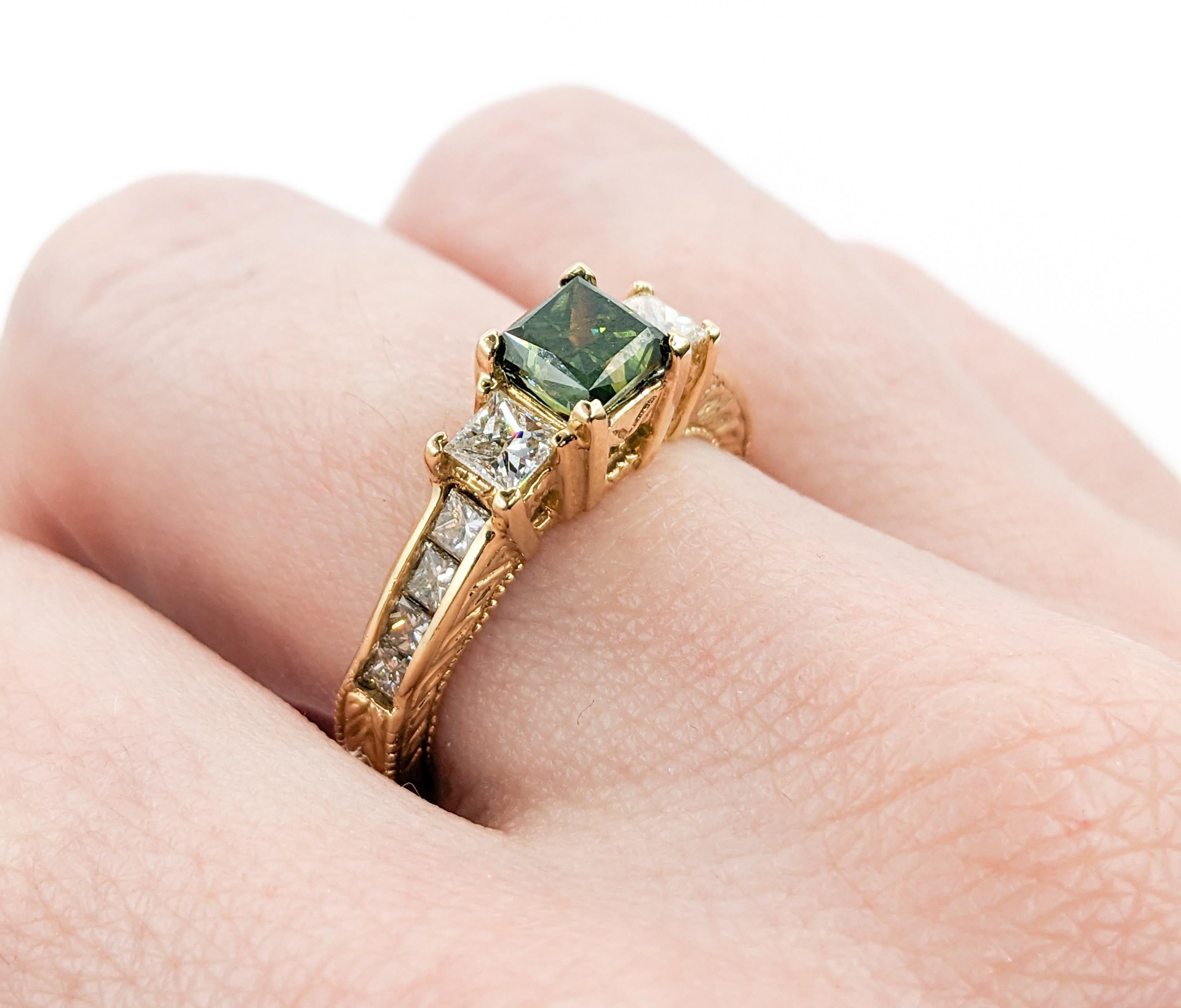 1,87ctw Princess-Cut Diamant Ring in Gelbgold (Carréschliff) im Angebot