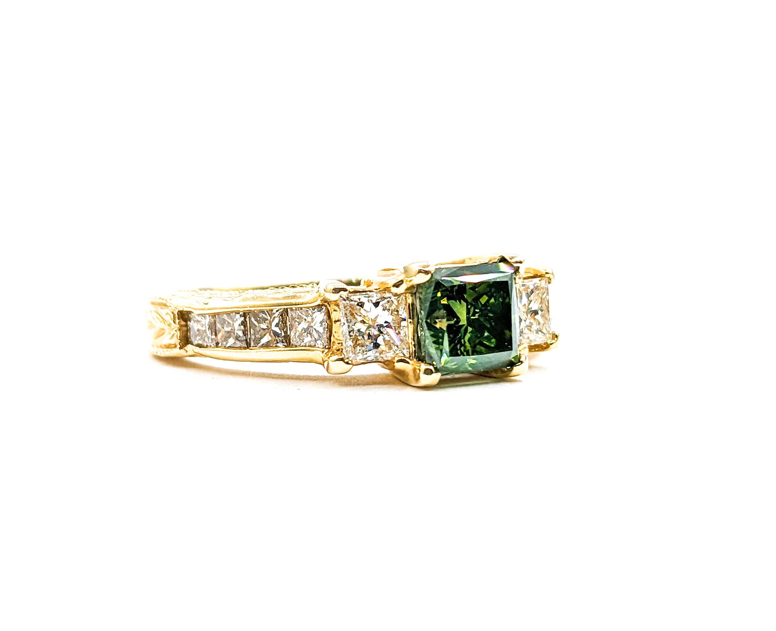 1.87ctw Princess-Cut Diamond Ring In Yellow Gold For Sale 1