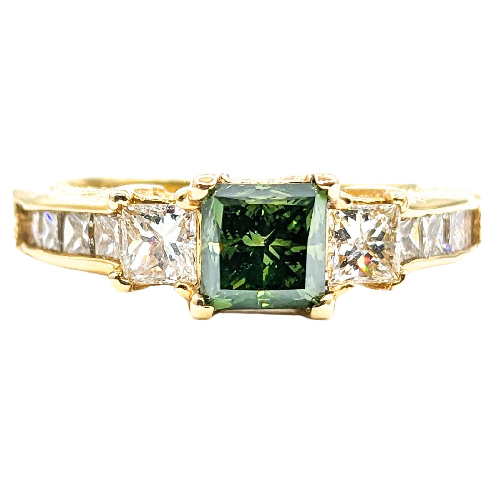 1.87ctw Princess-Cut Diamond Ring In Yellow Gold For Sale