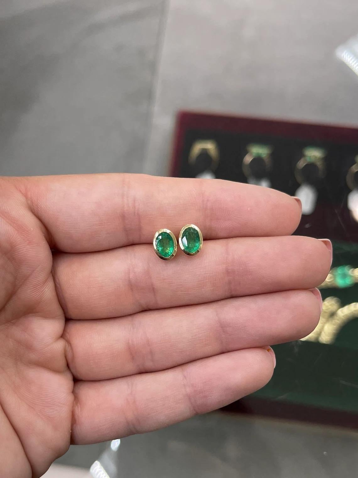 emerald oval earrings