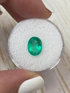1,88 Carati 10x7 Smeraldo Colombiano Verde Mela - Taglio Ovale Gemma di maggio
