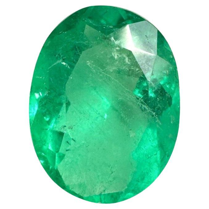 1.88 Carat 10x7 Apple Green Colombian Emerald - Oval Cut  May Birthstone Gem