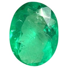 1.88 Carat 10x7 Apple Green Colombian Emerald - Oval Cut  May Birthstone Gem