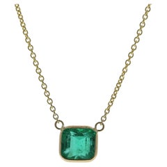 1.88 Carat Asscher Emerald Green Fashion Necklaces In 14k Yellow Gold