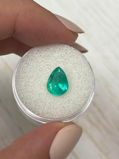 1.88 Carat Chunky Green Colombian Emerald - Pear Cut Teardrop May Birthstone