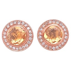 1.88 Carat Citrine Diamond Rose Gold Earrings