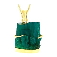 18.8 Carat Colombian Emerald Rough Pendent/Necklace 18 Karat Gold with Chain