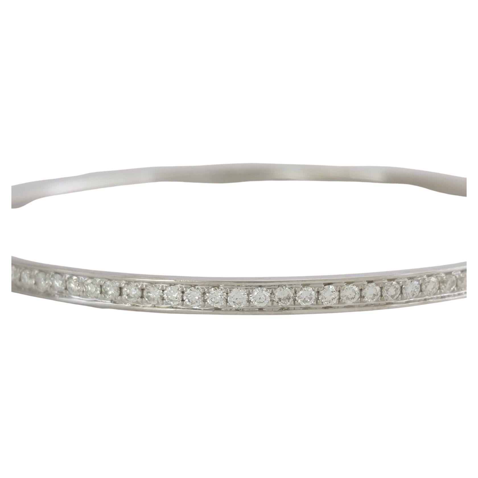 Modern 1.88 Carat Diamond 18 Carat White Gold Bangle Bracelet 