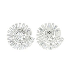 1.88 Carat Diamond 18 Karat White Gold Spiral Stud Earrings