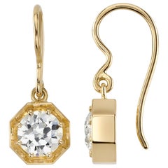 1.88 Carat GIA Certified Old European Cut Diamonds Set in 18 Karat Gold Earrings