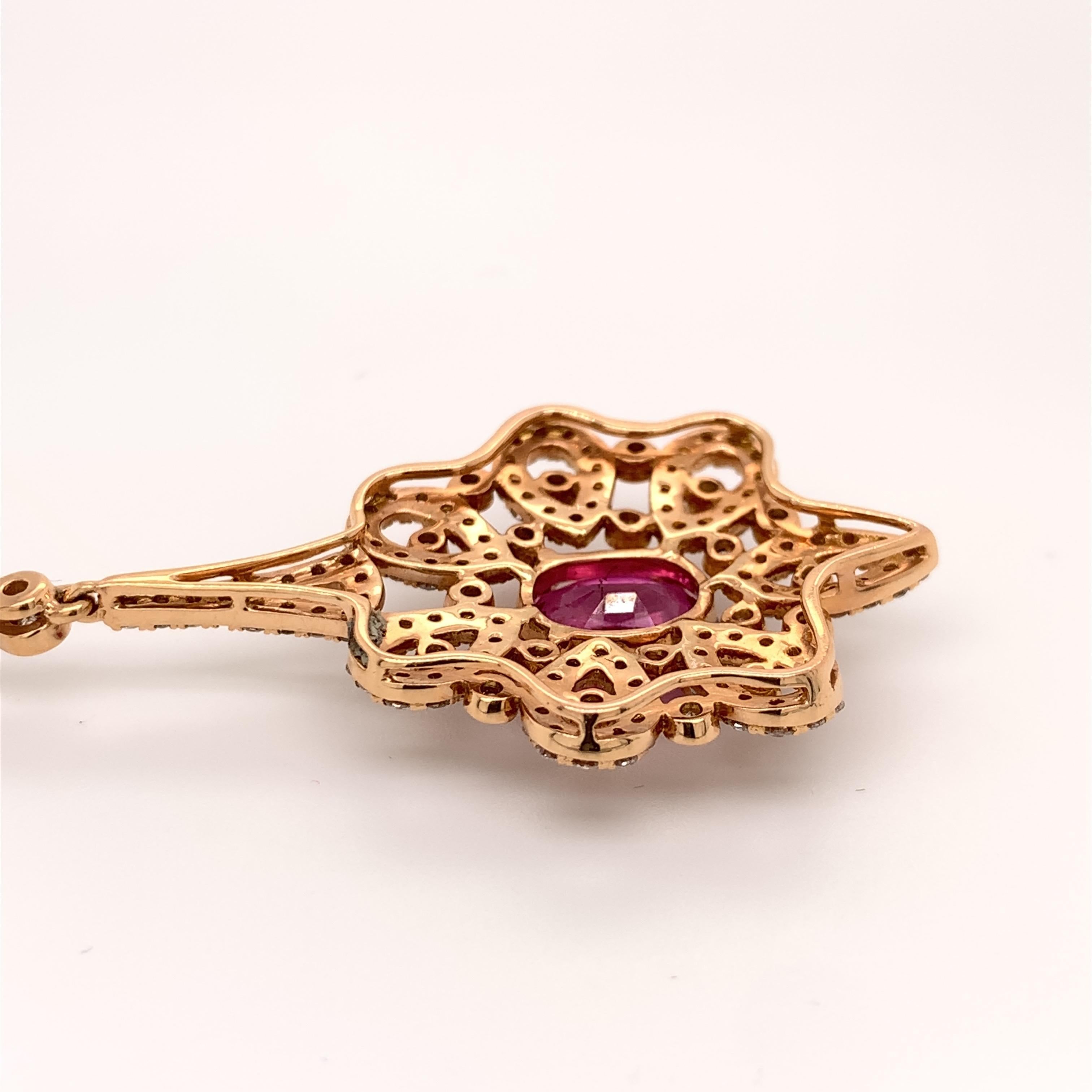 Contemporary 1.88 Carat Intense Pink Sapphire Pendant Necklace