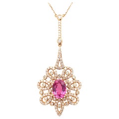 1.88 Carat Intense Pink Sapphire Pendant Necklace