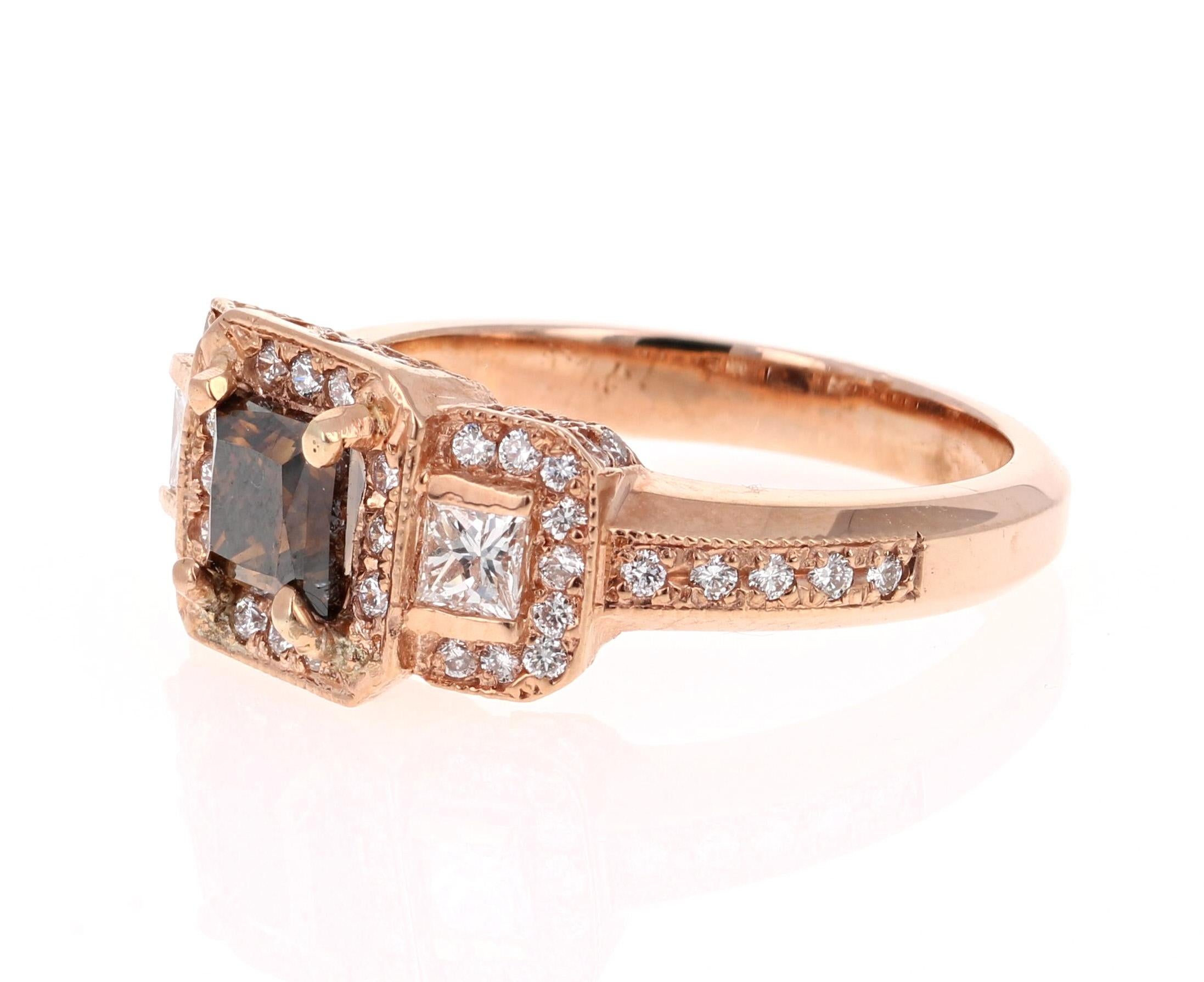 3 stone champagne diamond ring