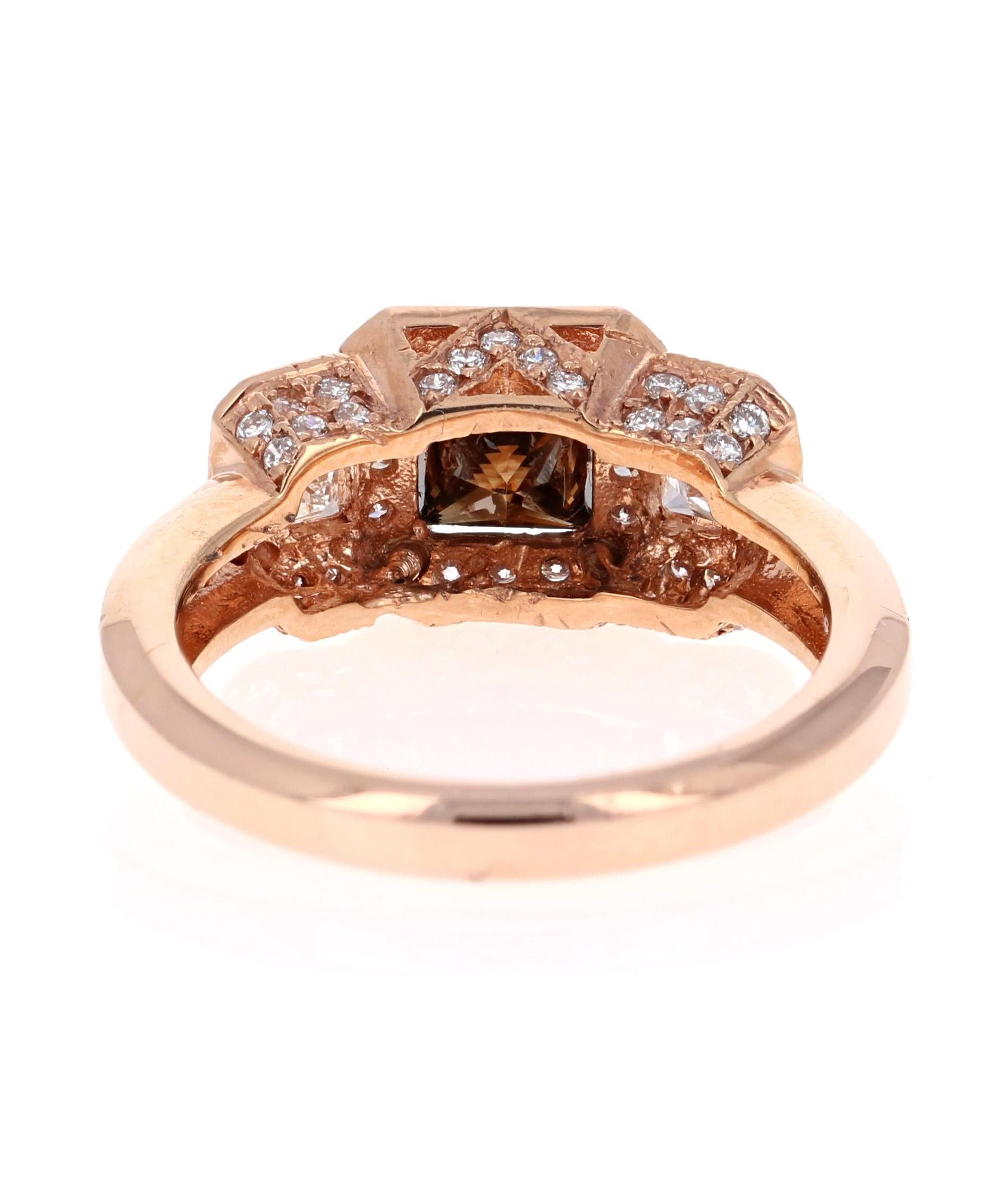 3 carat champagne diamond ring