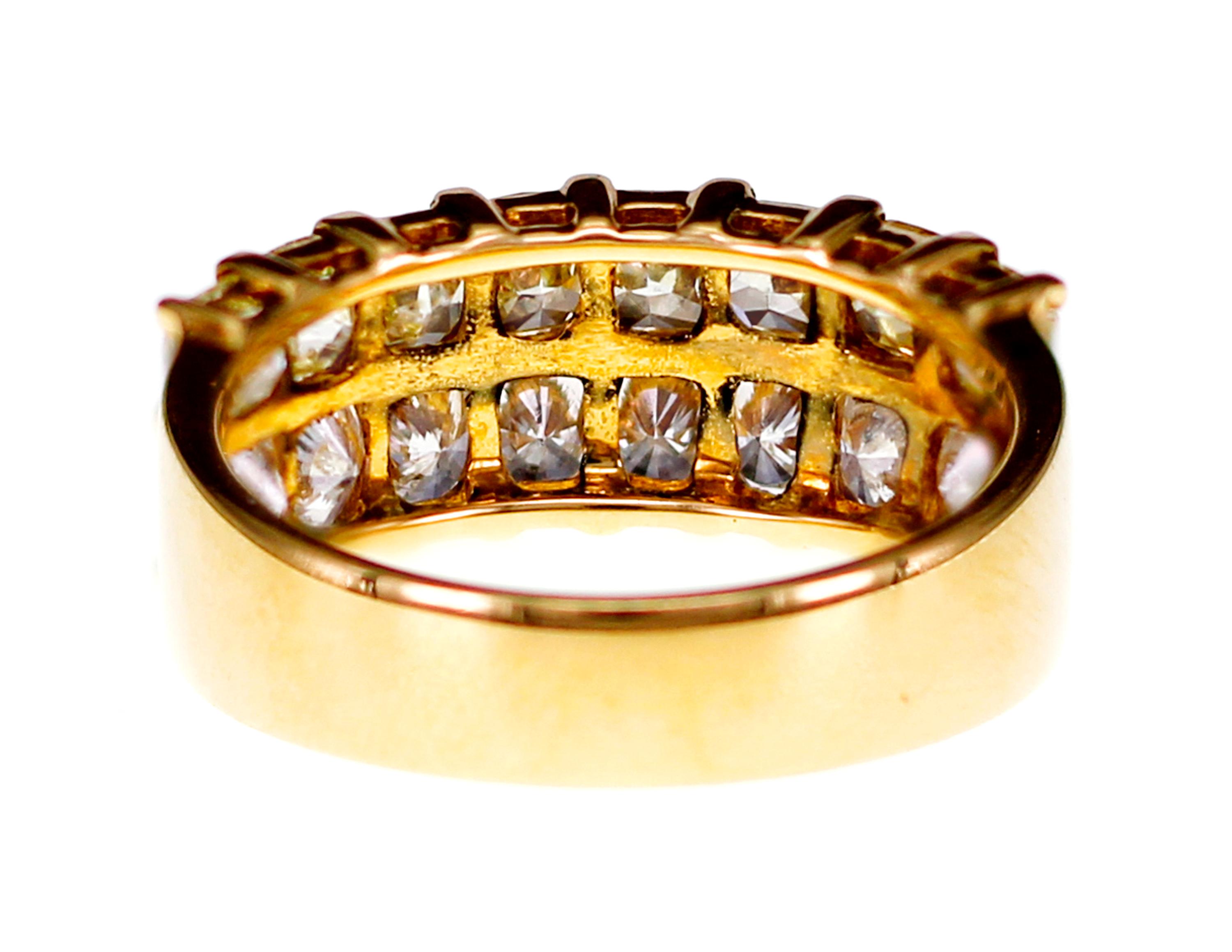 Art Nouveau 1.88 Carat Natural Yellow Diamond with 1.74 Carat White Diamond Band Ring For Sale