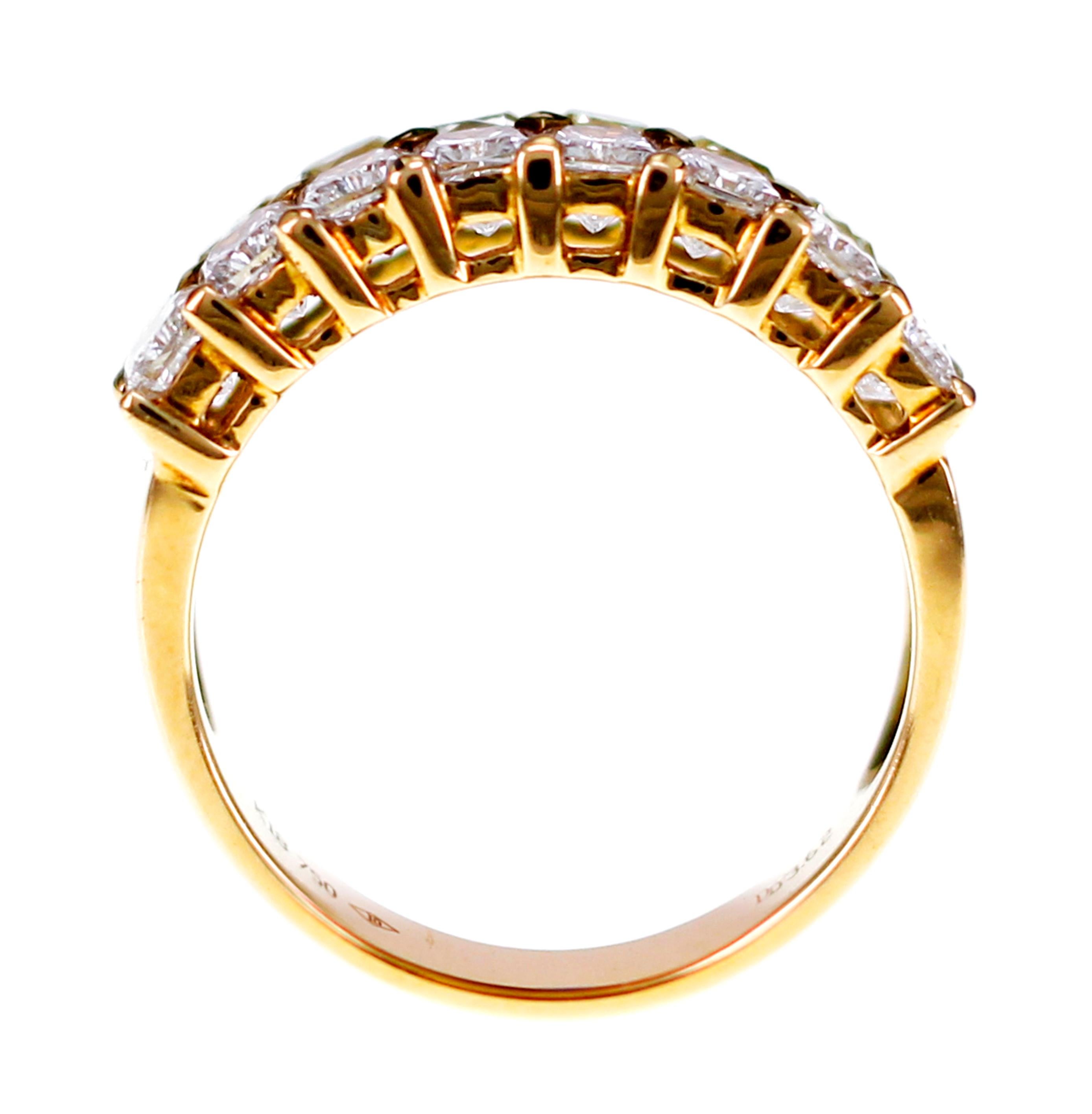 Radiant Cut 1.88 Carat Natural Yellow Diamond with 1.74 Carat White Diamond Band Ring For Sale