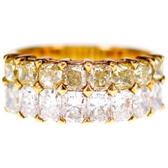 1.88 Carat Natural Yellow Diamond with 1.74 Carat White Diamond Band Ring