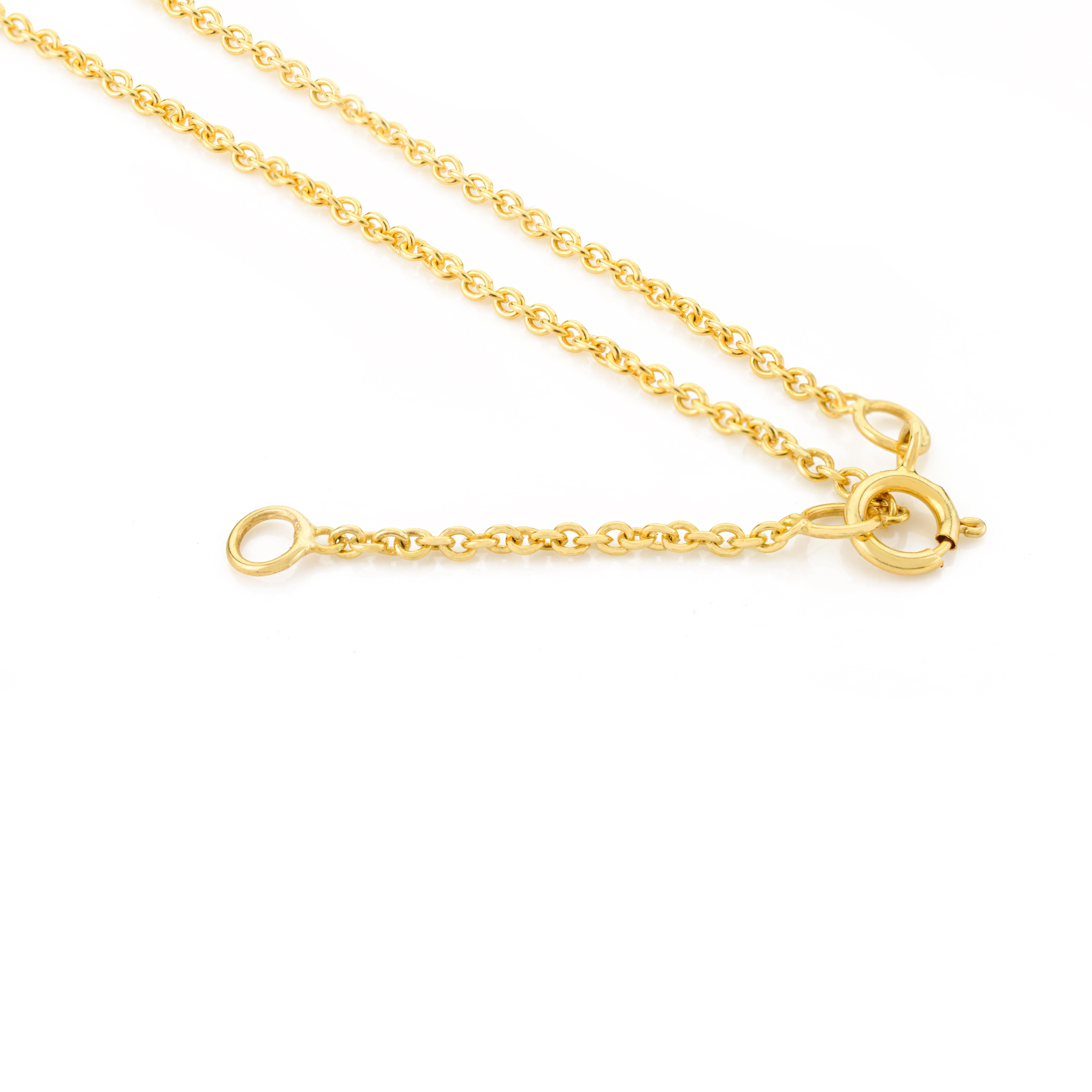 Chaîne collier en or jaune massif 14 carats avec diamants et émeraude taille octogonale de 1,88 carat en vente 1