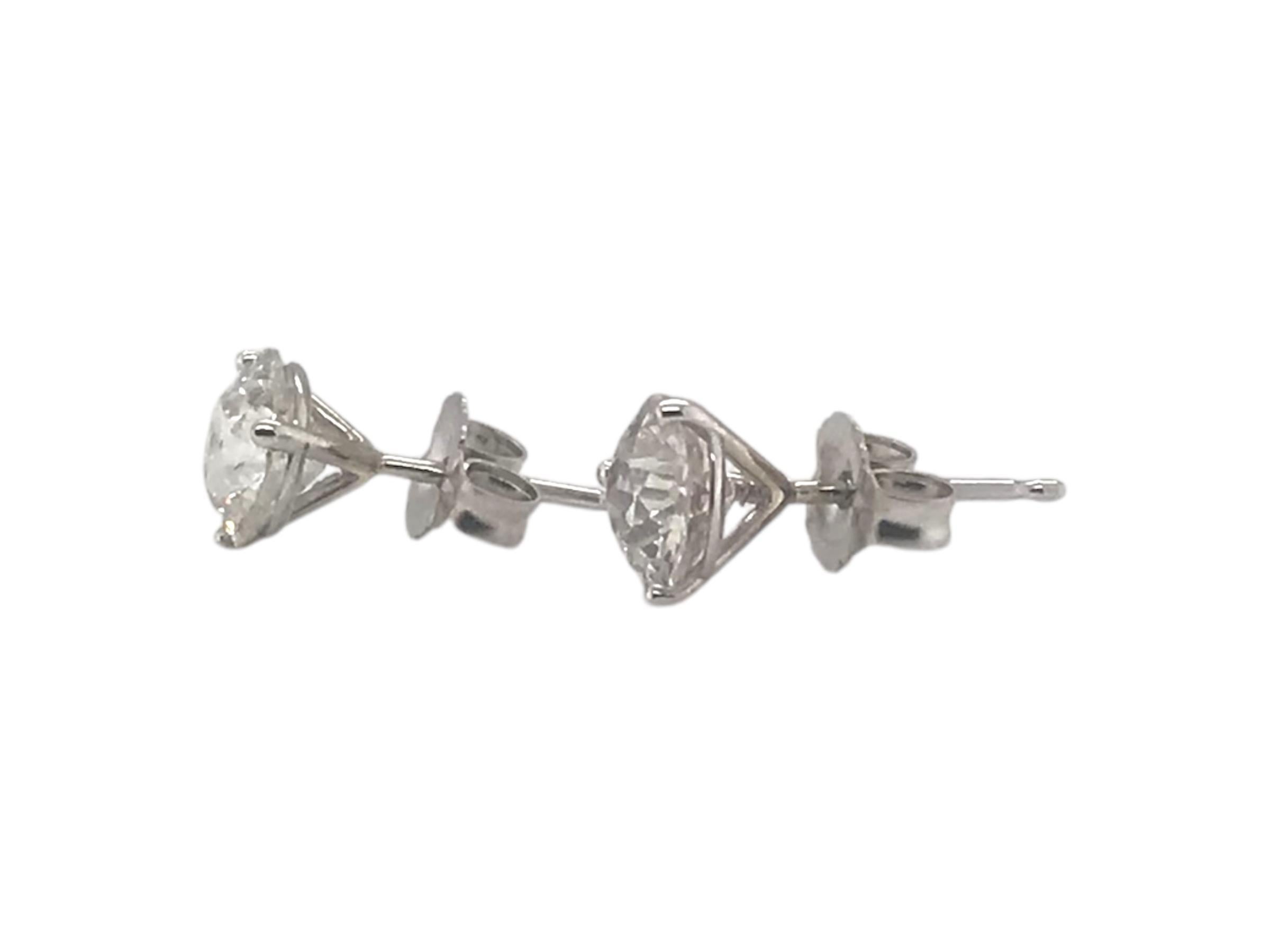 1.88 Carat Old European Cut Diamond Stud Earrings For Sale 2