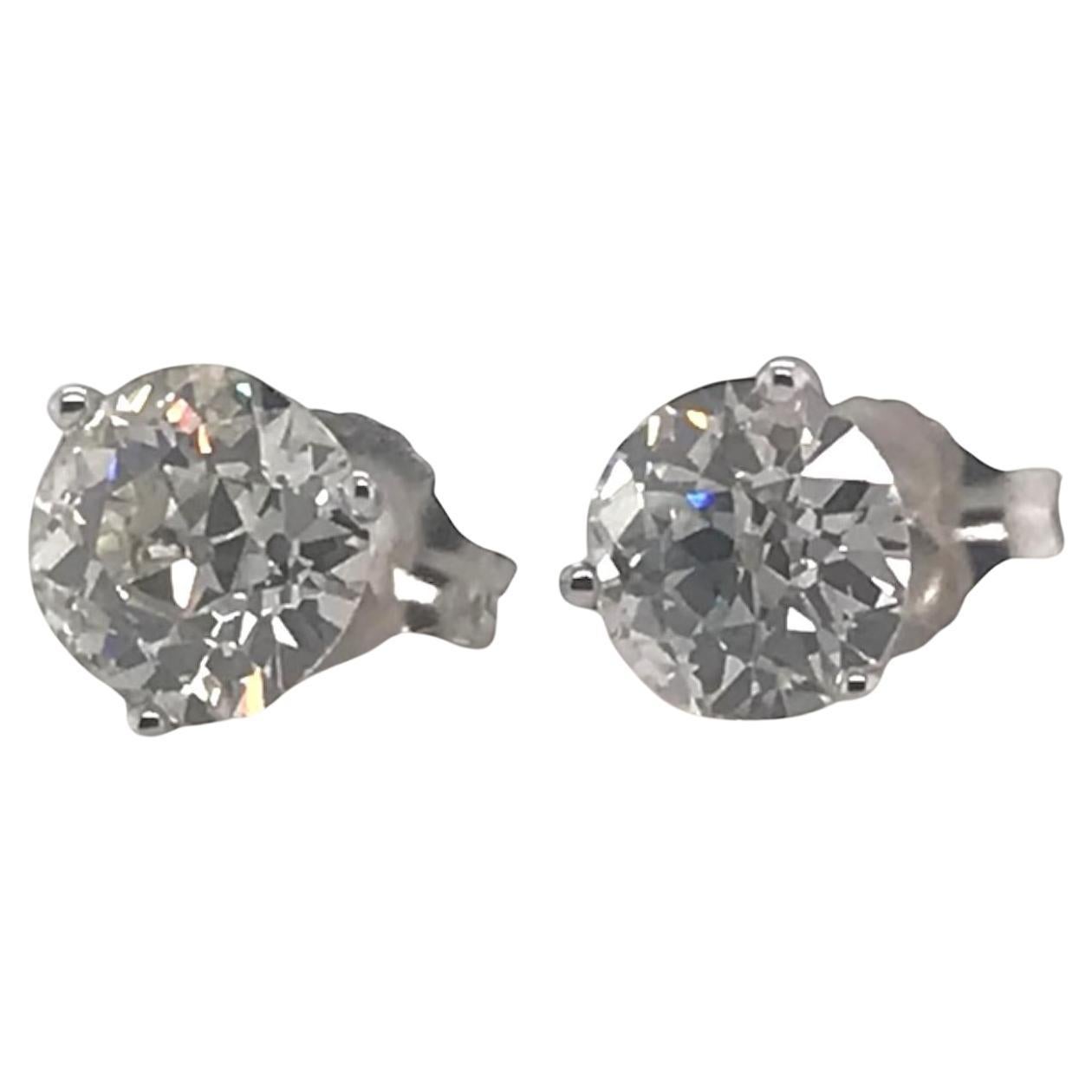 1.88 Karat alt-europäisch geschliffener Diamant-Ohrstecker
