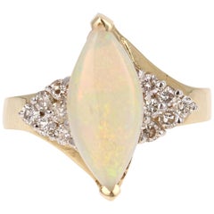 1,88 Karat Opal Diamant 14 Karat Gelbgold Ring