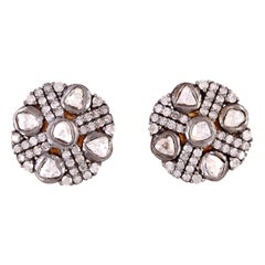 1.88 Carat Rose Cut Diamond 18 Karat XO Stud Earrings