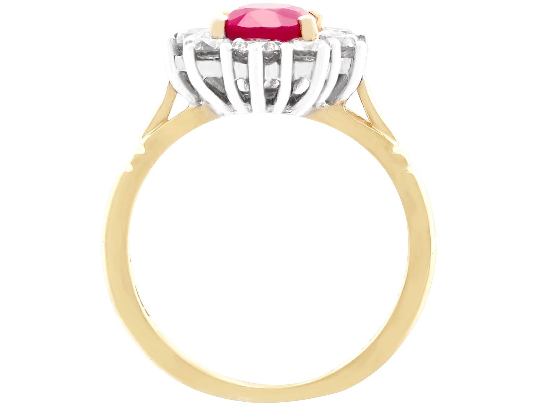 Women's 1.88 Carat Ruby and Diamond Gold Cluster Ring For Sale