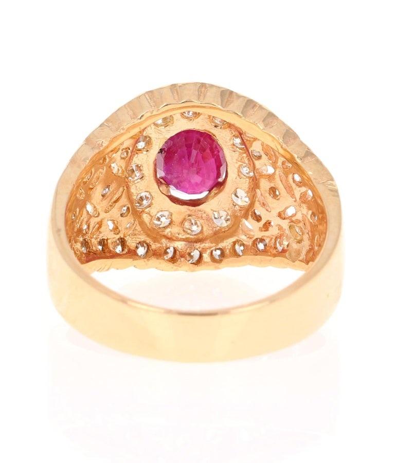 Contemporary 1.88 Carat Ruby Diamond Yellow Gold Ring