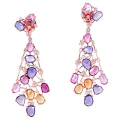 6.03 Carat Opal Pink Sapphire Diamond 14 Karat Gold Earrings For Sale ...