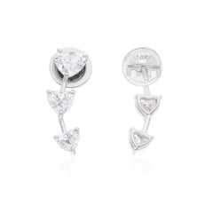 1,88 Carati SI Chiarezza HI Colore Orecchini di diamanti a forma di cuore Oro bianco 18 carati