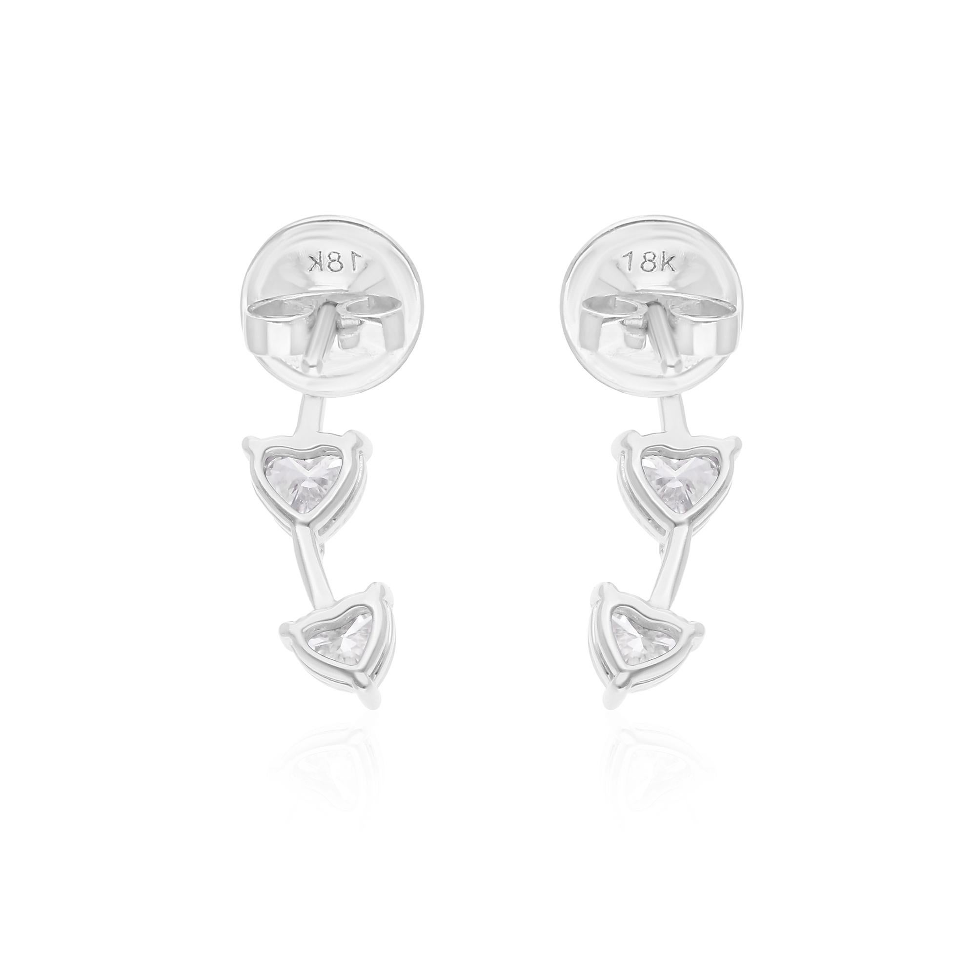 1,88 Karat SI Reinheit HI Farbe Herzform Diamant-Ohrringe 18 Karat Weißgold (Moderne) im Angebot